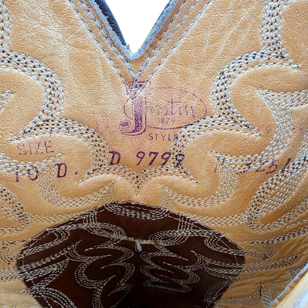 Vintage Justin Boots Rare Exotic Hornback Alligator 10D Cowboy Western Boots CBC - Picture 4 of 14